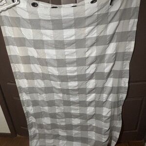 Gray and White Checkered Curtains with Metal Grommets